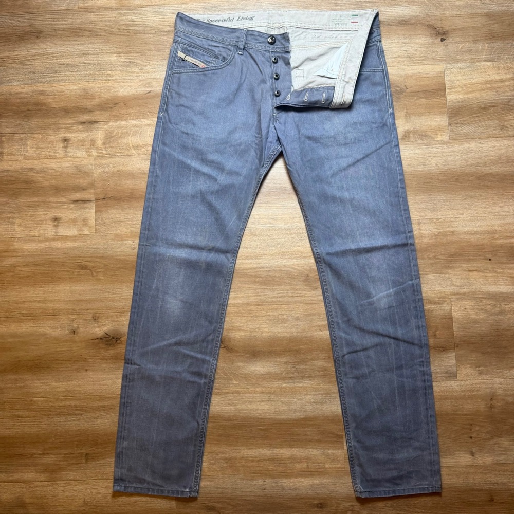 Diesel Belther Jeans Mens 36x34 Blue Slim Tapered Denim Wash 0816N Made in Italy